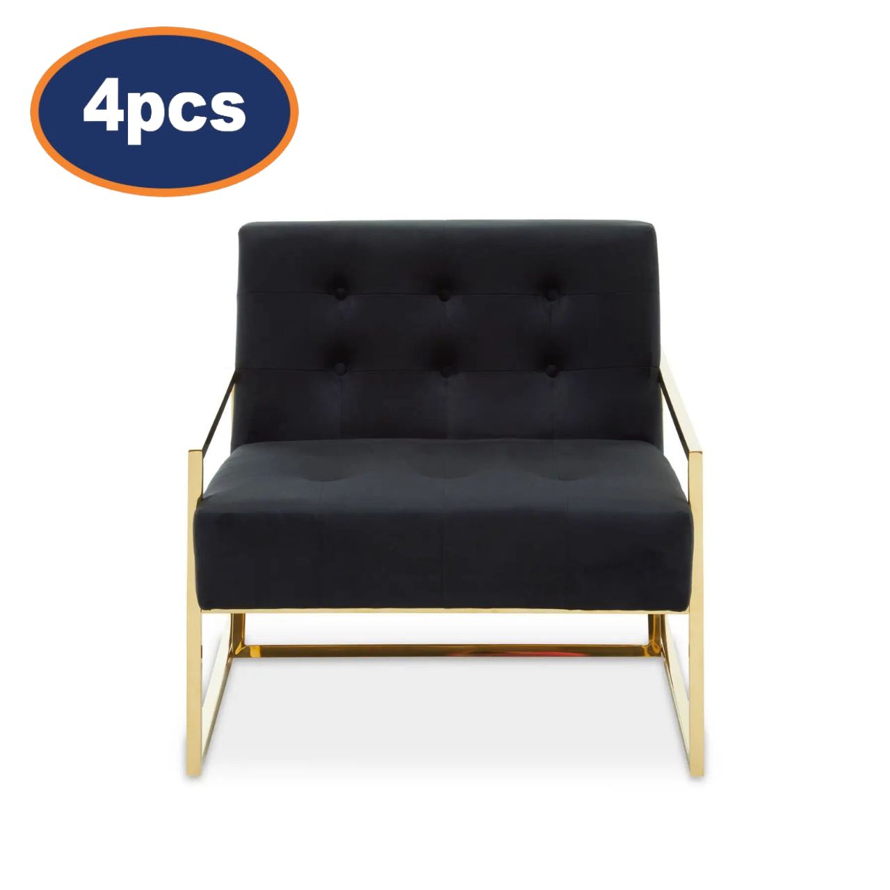 4Pcs Dahlia Black Velvet & Gold Chairs