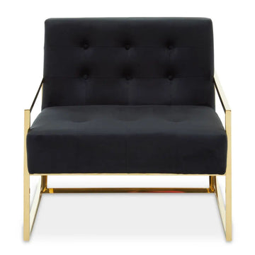 Dahlia Black Velvet & Gold Chair