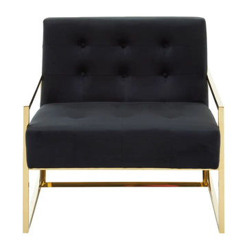 2Pcs Dahlia Black Velvet & Gold Chairs