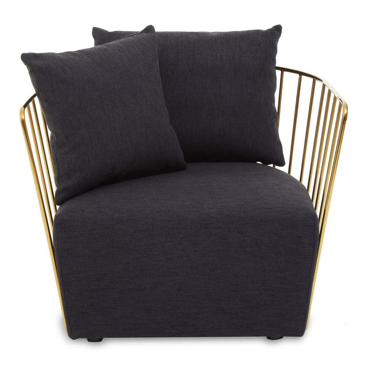 Dahlia Black Fabric & Gold Chair With 2 Pillows