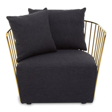 6Pcs Dahlia Black Fabric & Gold Chairs With 2 Pillows Each
