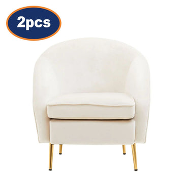 2Pcs Valeen Beige Velvet & Gold Armchairs