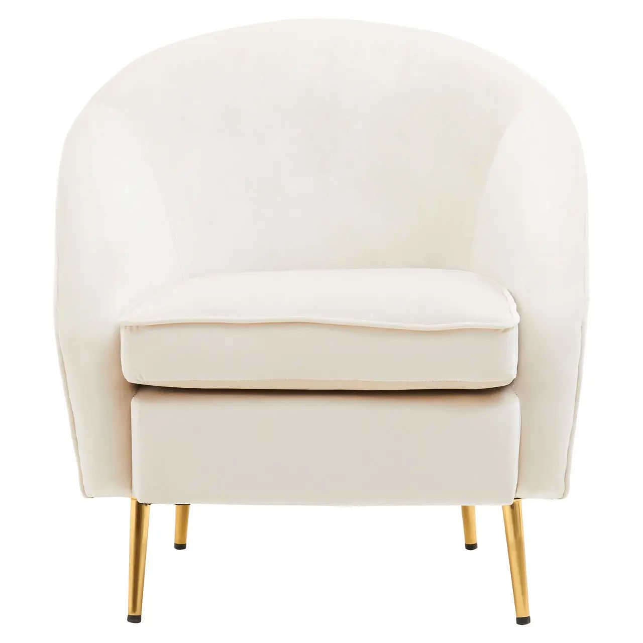 Valeen Beige Velvet & Gold Armchair