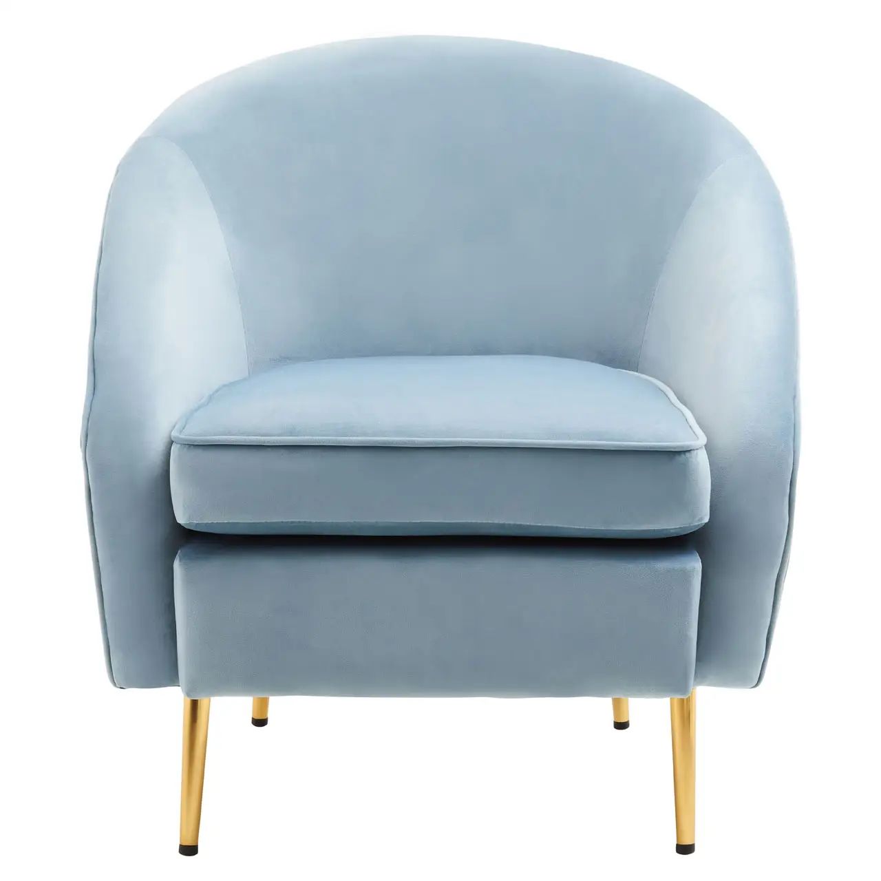 Valeen Aqua Blue Velvet & Gold Armchair