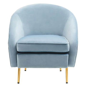 Valeen Aqua Blue Velvet & Gold Armchair