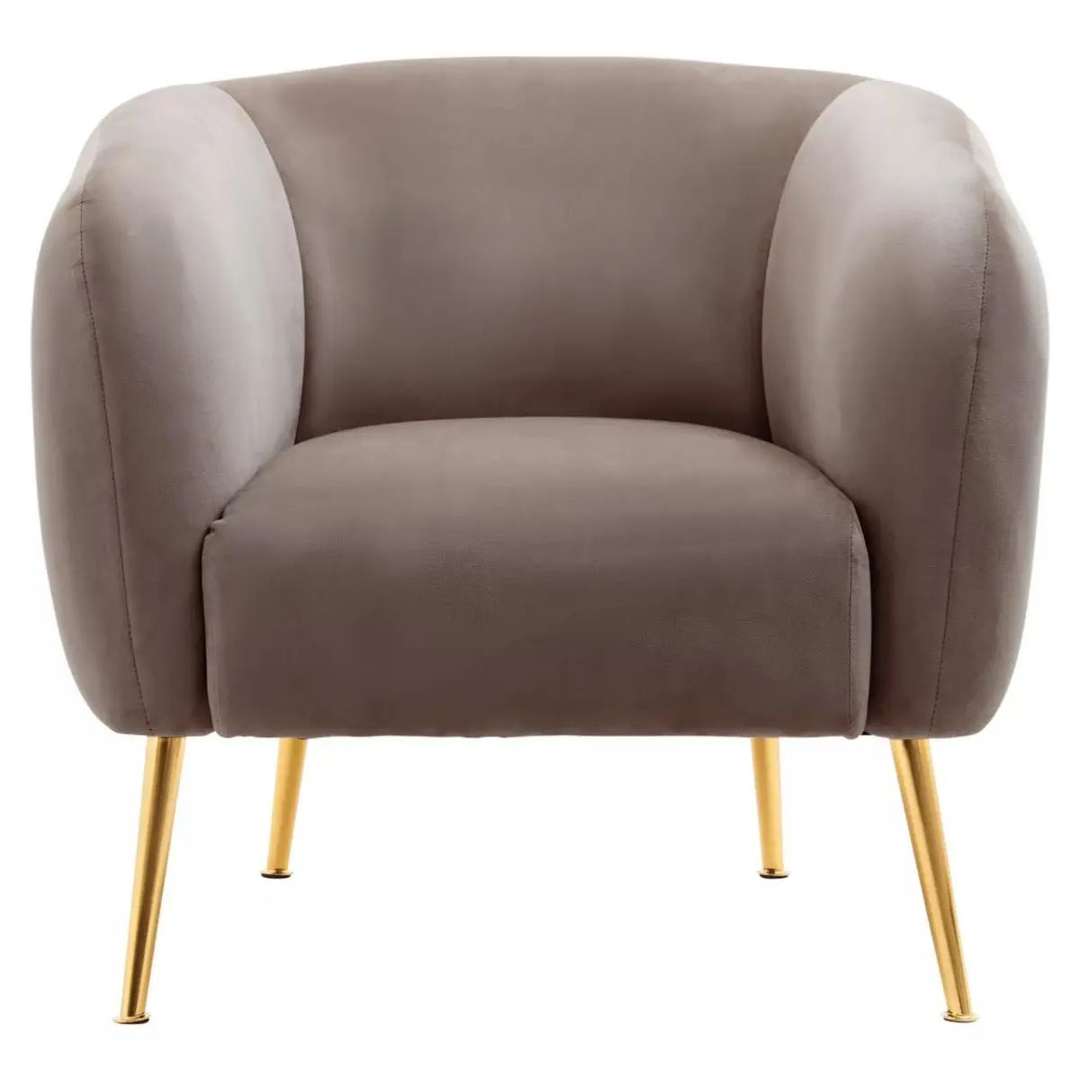 Valeen Dark Beige Velvet & Gold Armchair