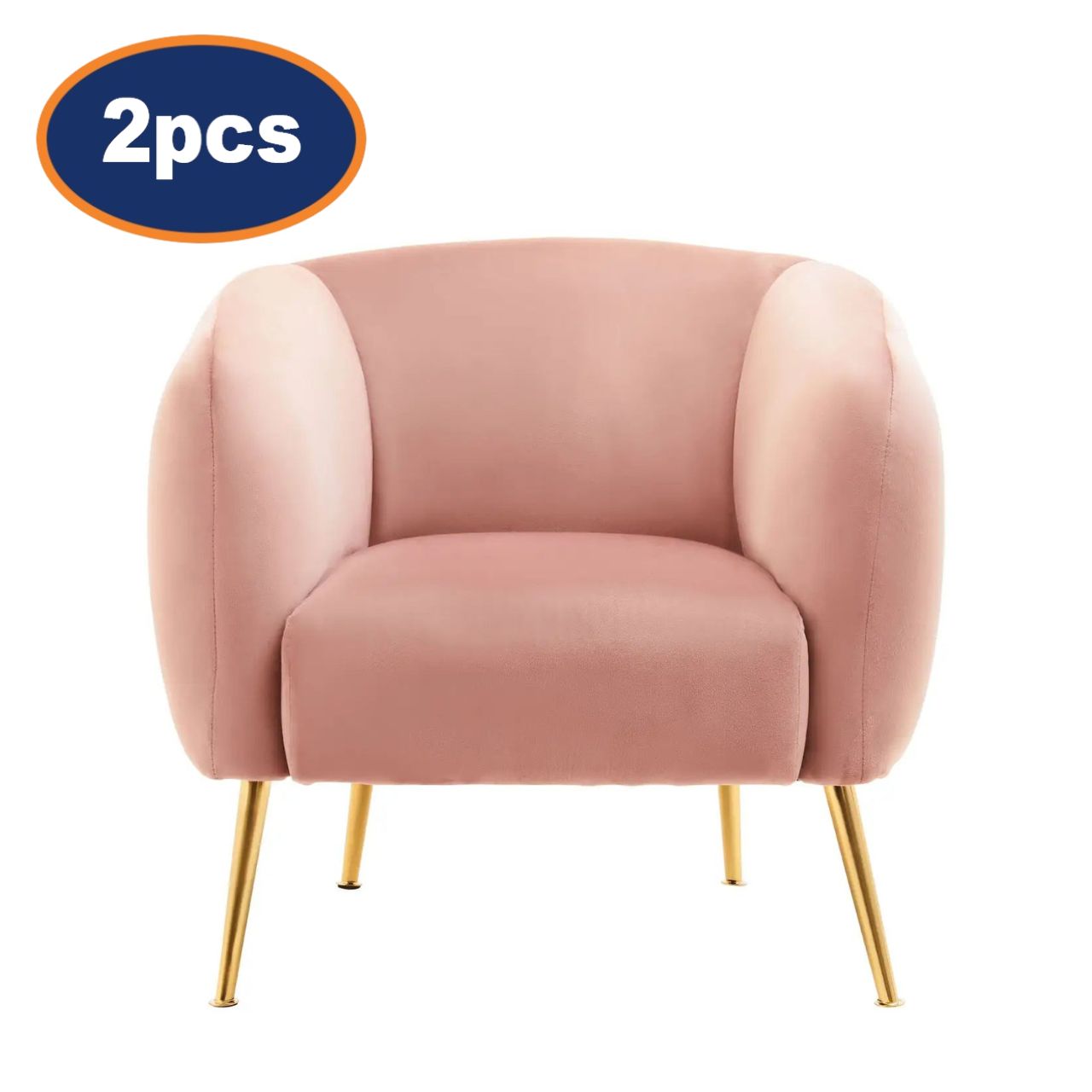 2Pcs Valeen Pink Velvet & Gold Armchairs