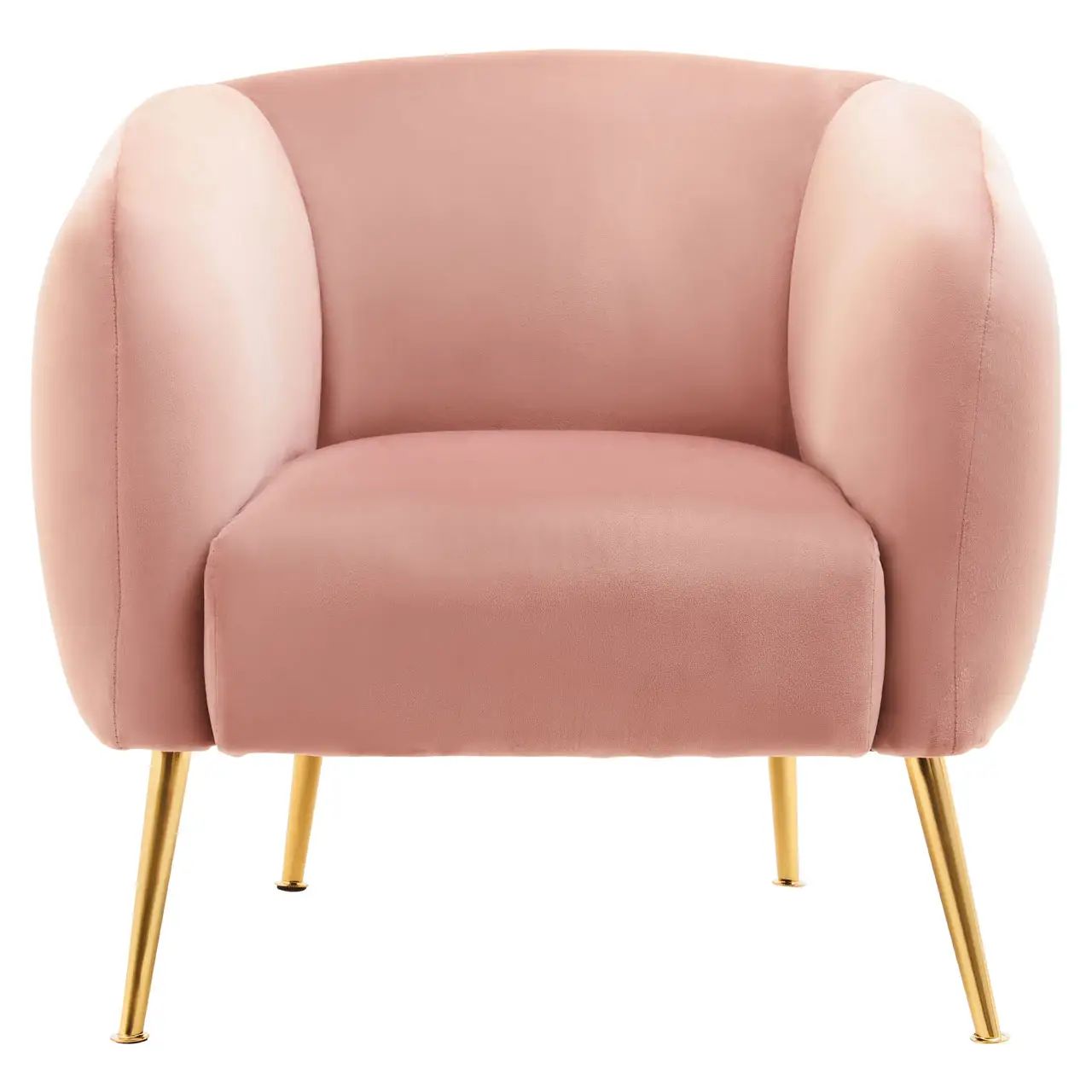 Valeen Pink Velvet & Gold Armchair