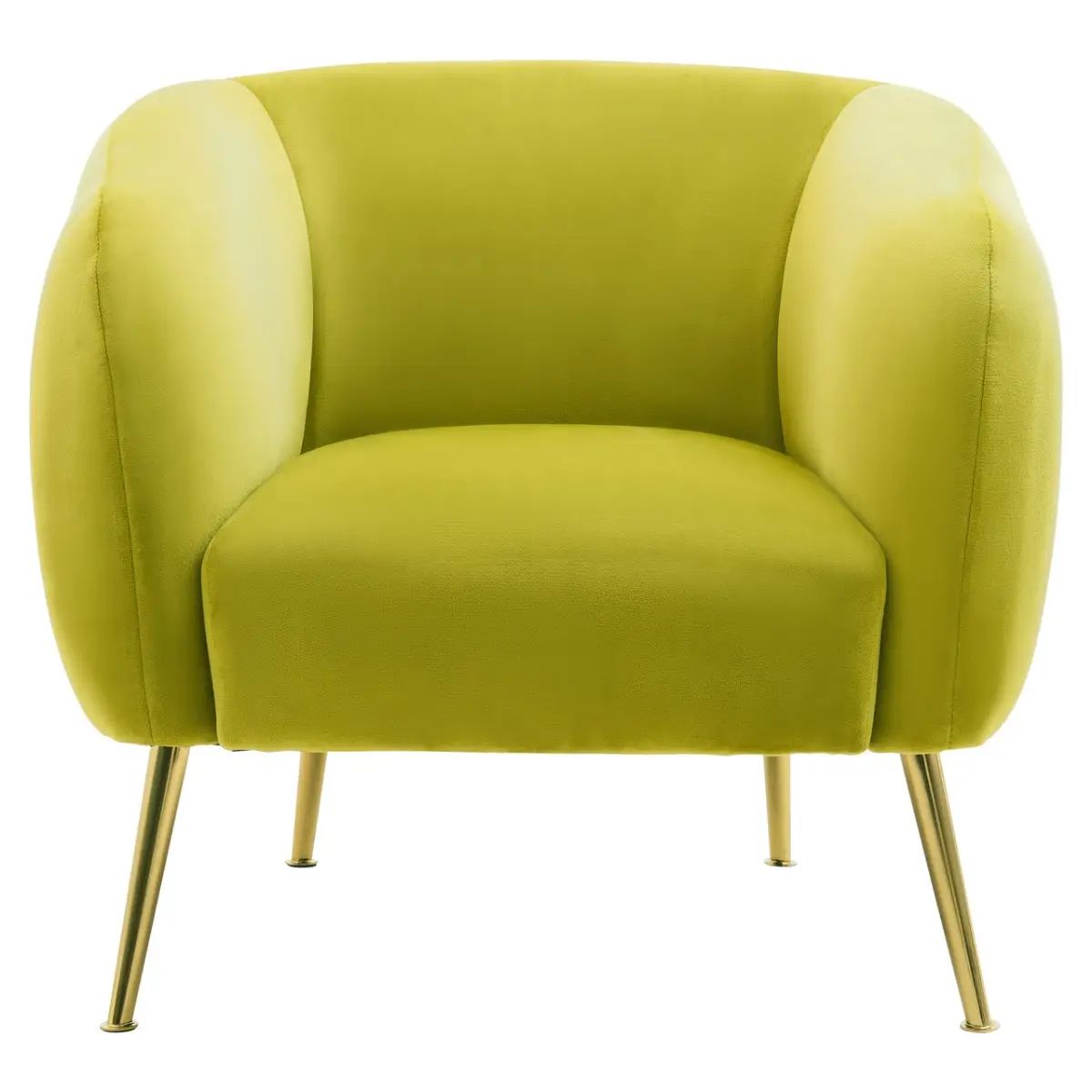 Valeen Olive Velvet & Gold Armchair