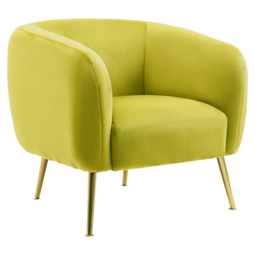 Valeen Olive Velvet & Gold Armchair