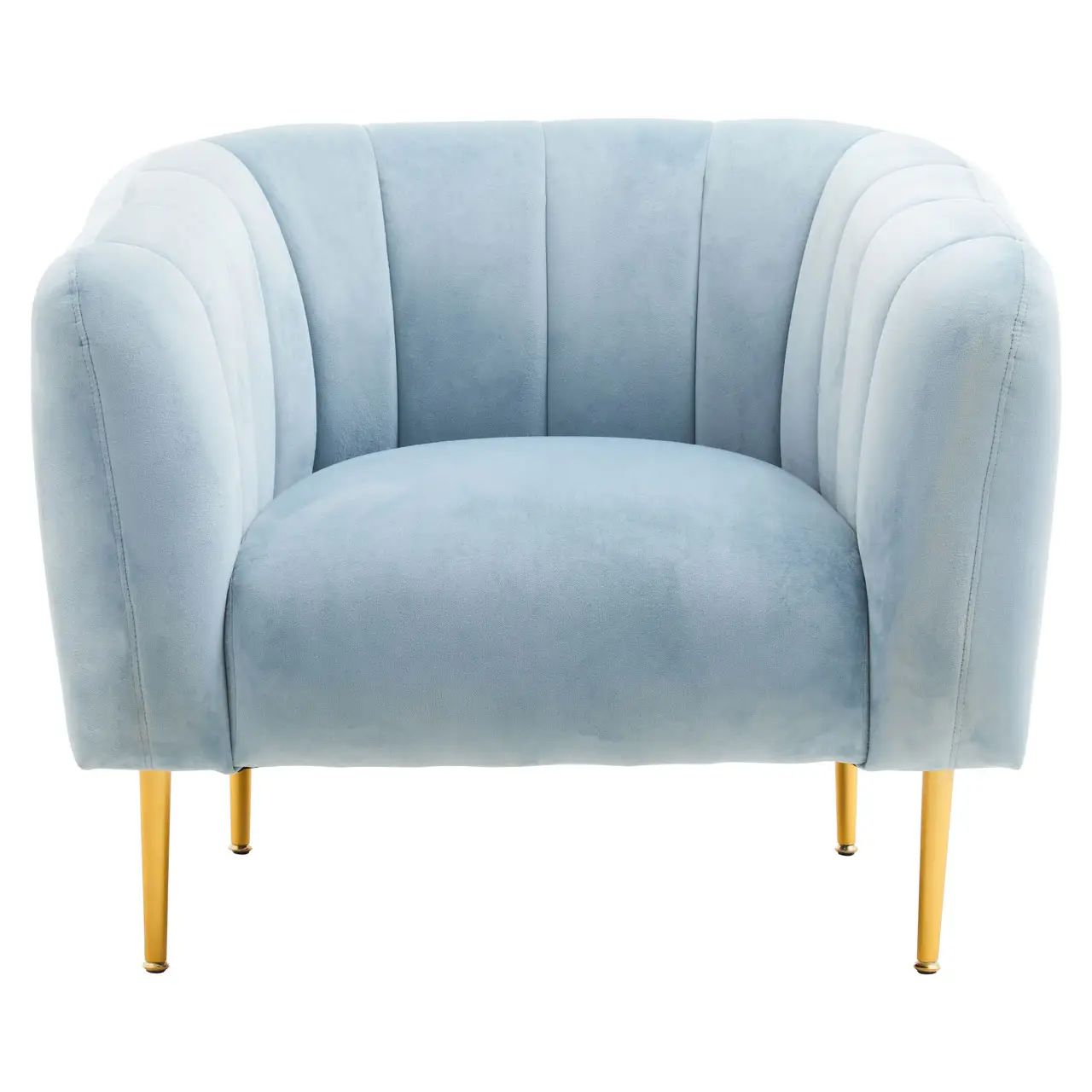 Valeen Blue Velvet & Gold Armchair