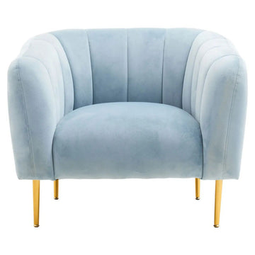 Valeen Blue Velvet & Gold Armchair