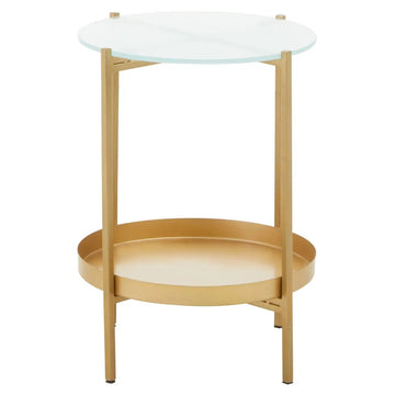 Kali 2 Tier Glass & Iron Side Table