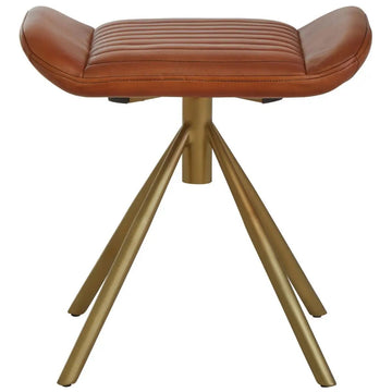 Bison Tan Leather Footstool