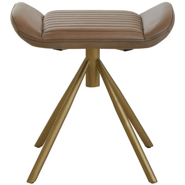 Bison Grey Leather Footstool