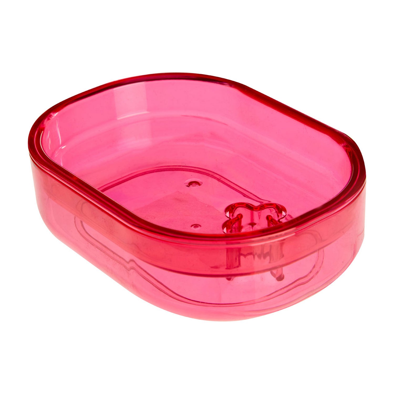 Bathroom Pink Plastic Oval Soap Saver Plate Dish