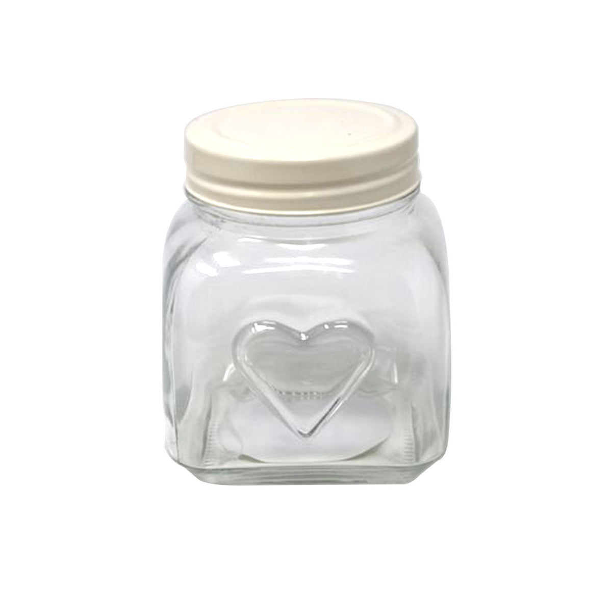 900ml Embossed Heart Glass Storage Jar Cream Lid