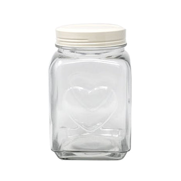 4pcs 2200ml Embossed Heart Glass Storage Jar Container Cream Lid