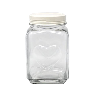 2pcs 2200ml Embossed Heart Glass Storage Jar Container Cream Lid