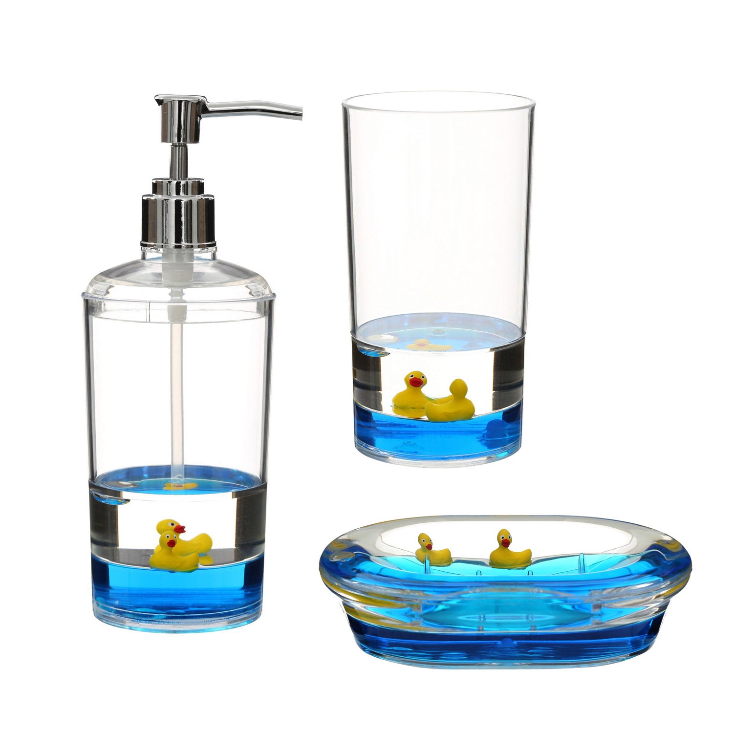 3-pc Organiser, Dispenser and Soap Dish with Floating Ducks