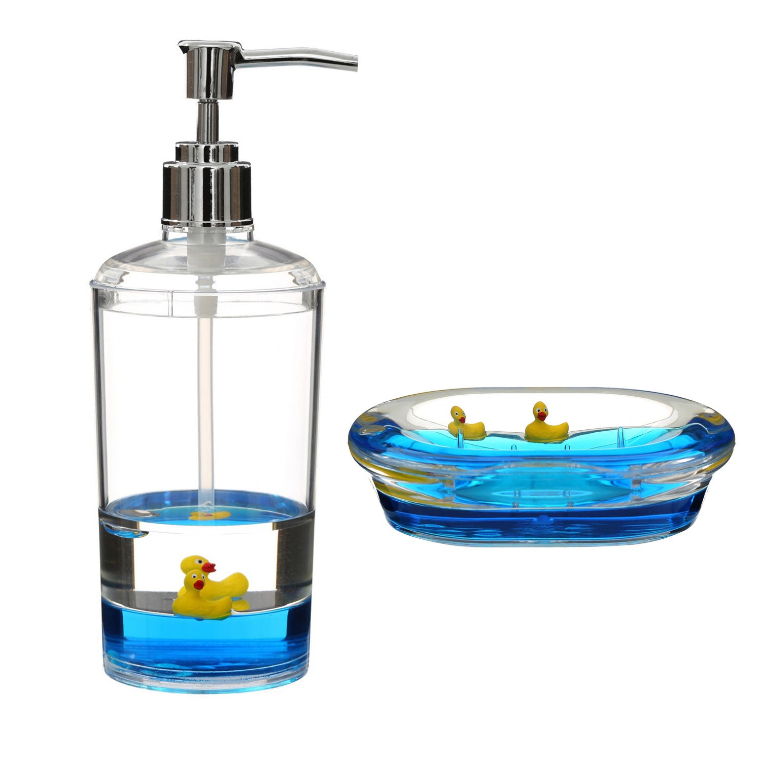 2-pc Soap Dispenser & Soap Dish with Floating Ducks