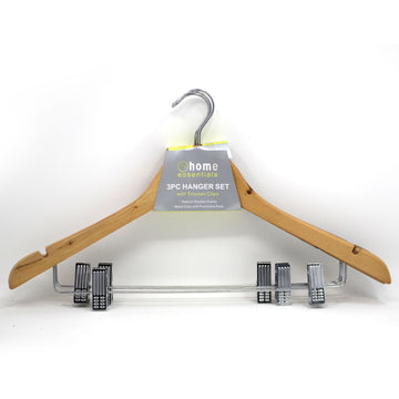 12pcs Wooden Clothes Hangers with Metal Clips