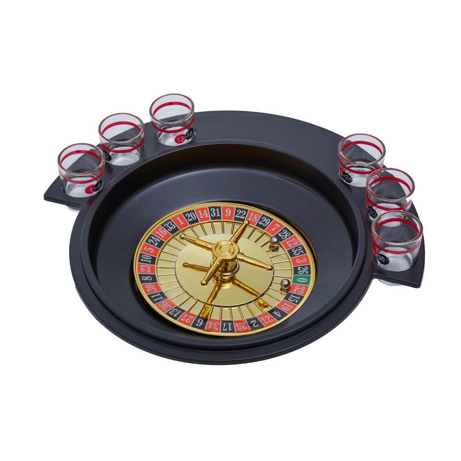 Drinking Roulette Game Set with Numbered Shot Glasses