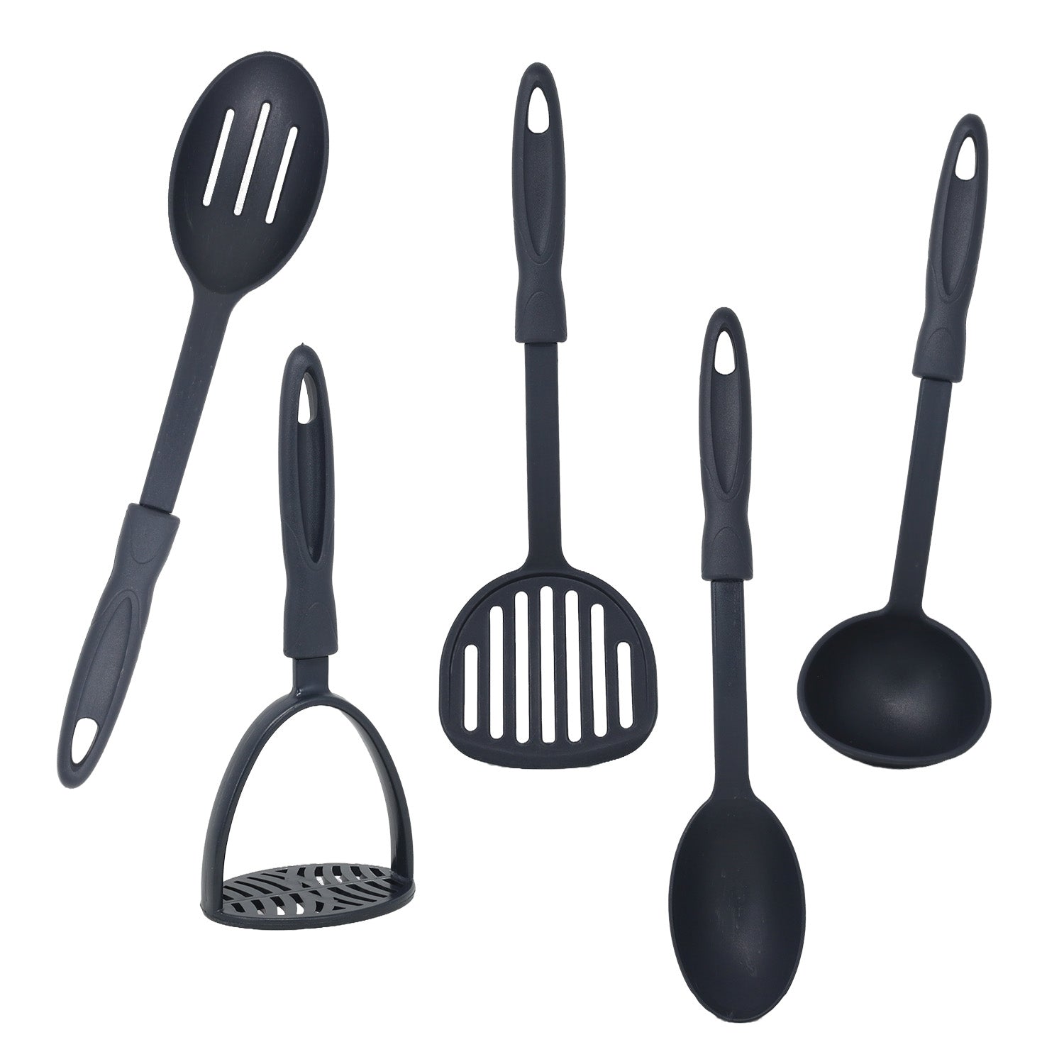 5-Piece Matte Black Stainless Steel Non-Stick Cooking Utensils Set