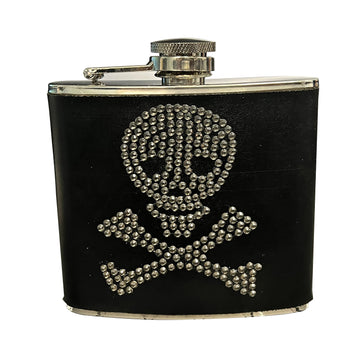 Black Steel Skull Pocket Flask