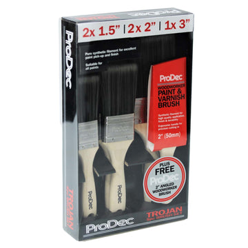 6 Prodec Synthetic Cutting In Straight Head Paint Brush Set