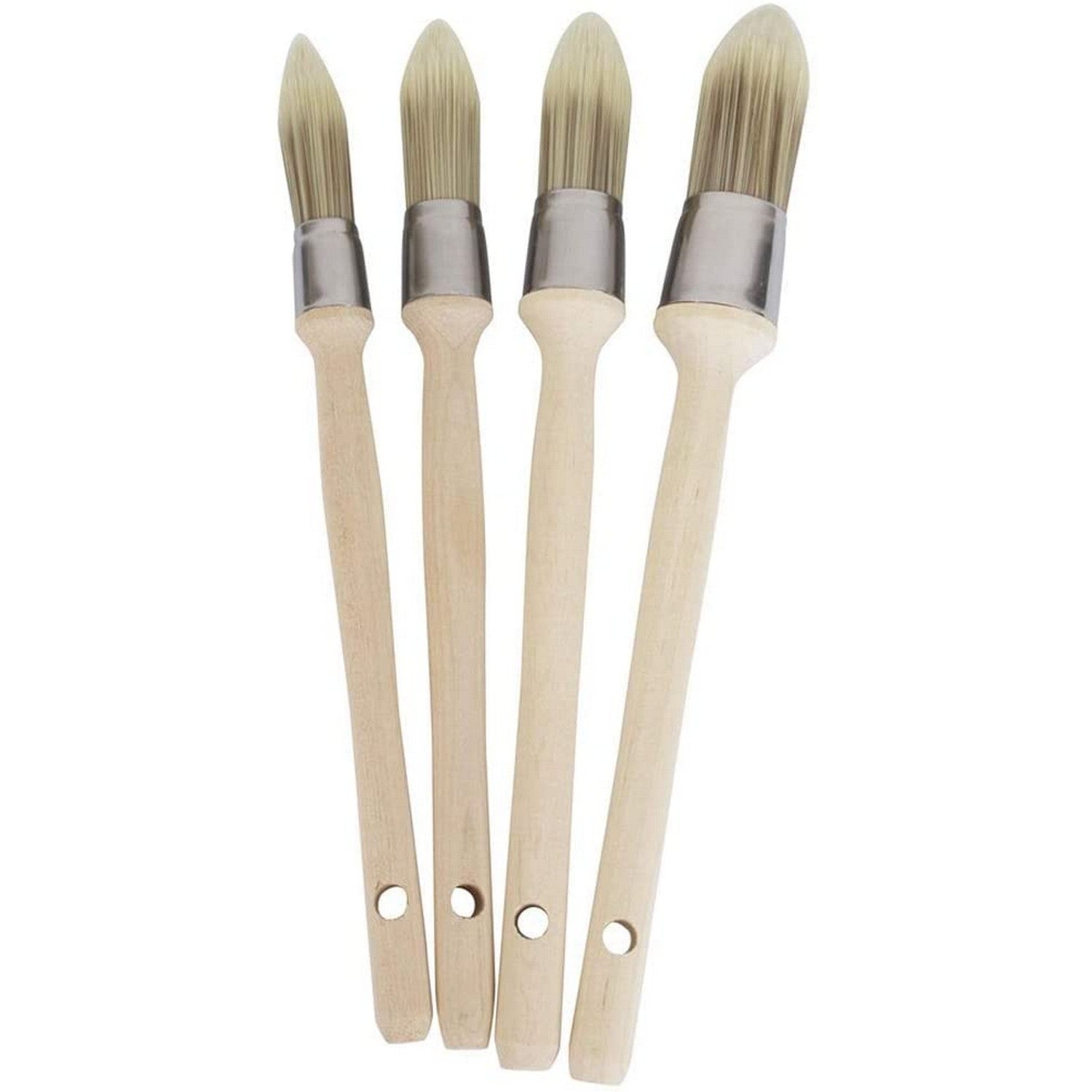 Set of 4 Pointed Tapered Sash Brush Set Synthetic Filaments