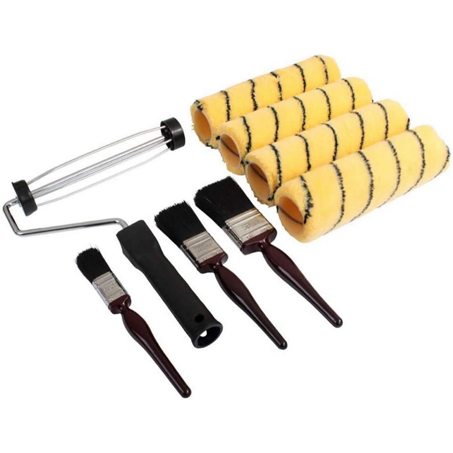 8 Piece Roller Brush 9" Sleeves DIY Paint Roller Frame Set