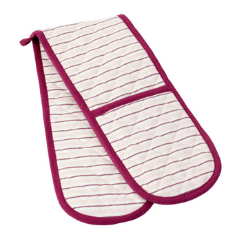 Multi Striped Double Oven Gloves 100% Cotton, Purple