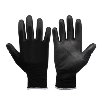 Medium Black Non-Slip PU Palm Coated Work Gloves