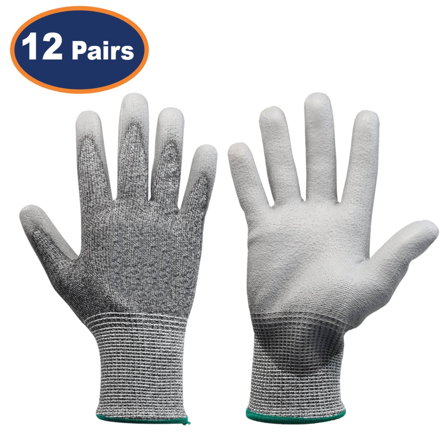 12Pcs XXXL Size Grey MR Cut Resistance PU Palm Glove