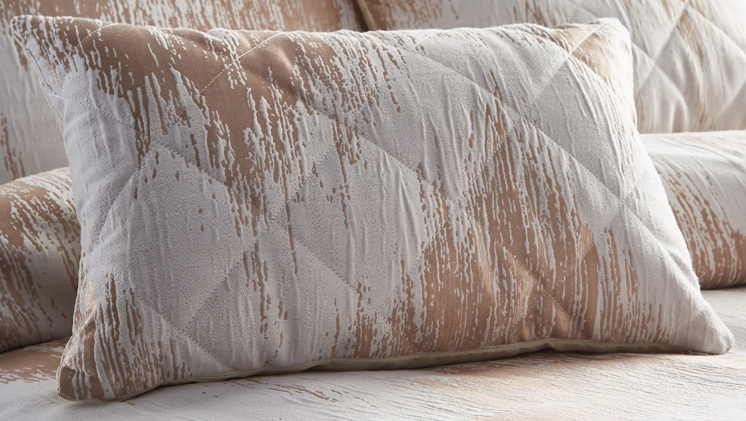 Jacquard Quartz Filled Boudoir Cushion - Rose Gold
