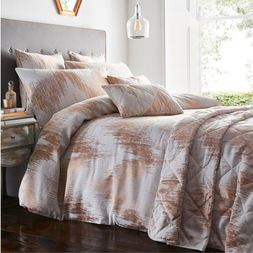 Jacquard Quartz Bed Throwover Bedspread 200x230cm Rose Gold