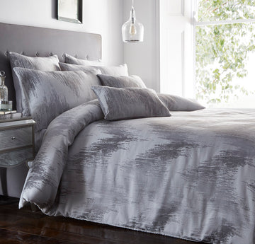 Jacquard Quartz Single Duvet Cover Bedding Set - Silver Grey