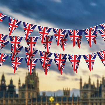 25Pcs Union Jack Bunting Triangle Banner Flags 7M