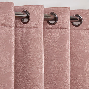 Regency Damask Blush Eyelet Ring Top Curtains 66" x 72"