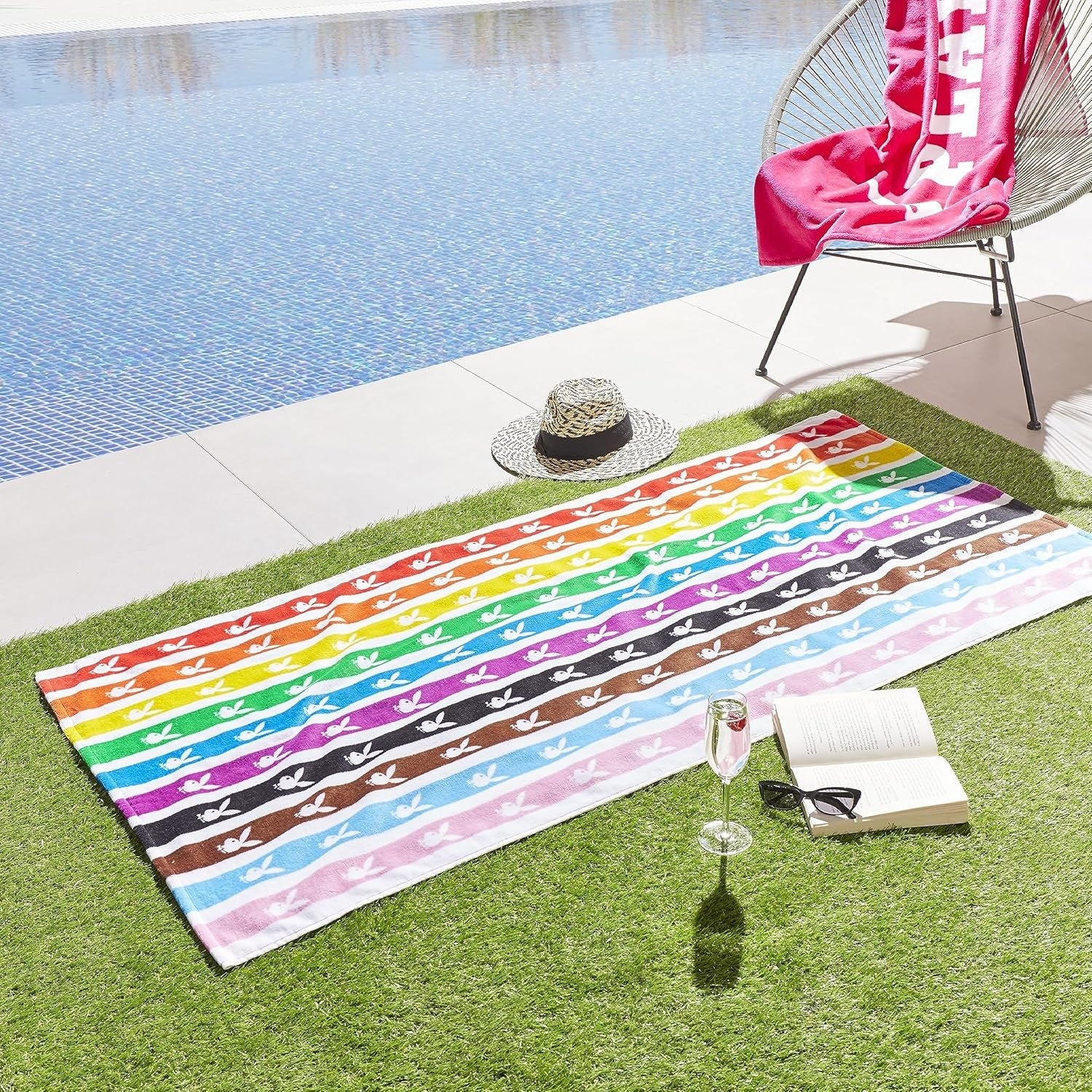 Playboy Rainbow Bunny Beach Towel - Multi