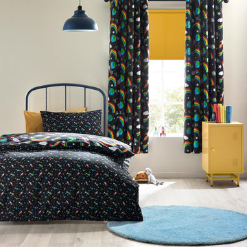 Catherine Lansfield Space Rocket Duvet Cover Set, Double, Black