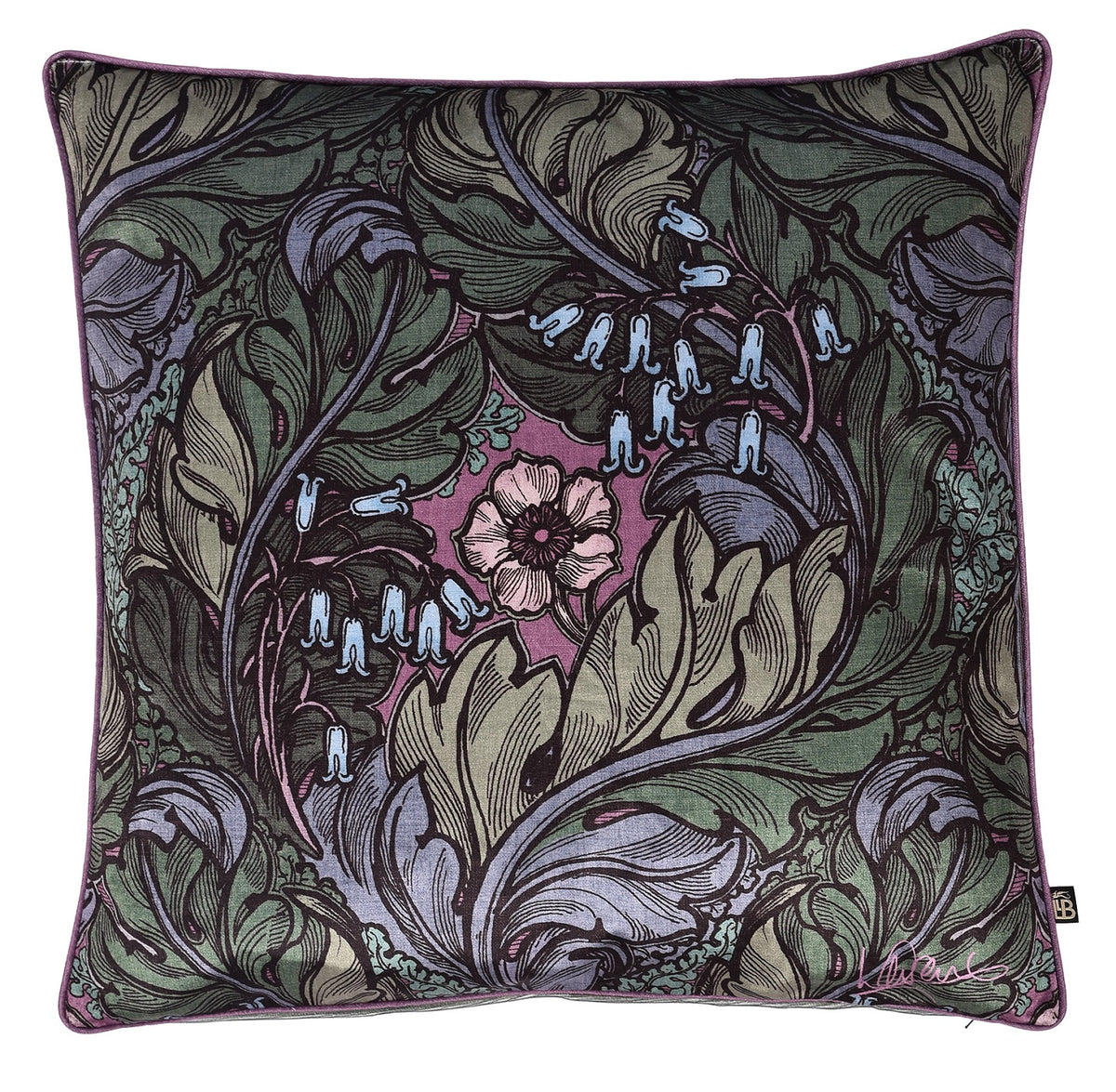 Laurence Llewelyn-Bowen Velvet Floral Filled Cushion 55x55cm - Green