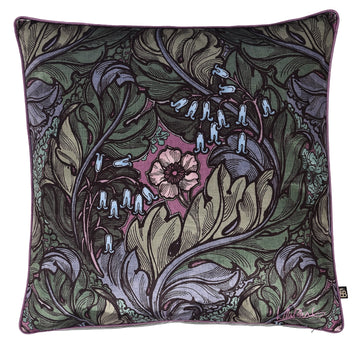 Laurence Llewelyn-Bowen Velvet Floral Filled Cushion 55x55cm - Green