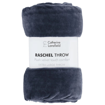 Catherine Lansfield Jumbo Raschel Throw Velvet Touch, 200x240cm - Navy Blue