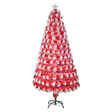 Red Forrest Multicolored LED Branch White Tip Christmas Tree, 7Ft