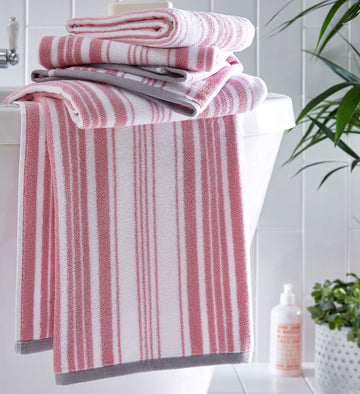 Regency 100% Cotton Bath Towel - Blush Pink & White