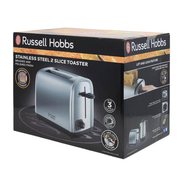 Russell Hobbs Brushed Silver & Black 2 Slice Silver Toaster