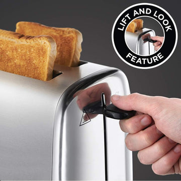 Russell Hobbs Brushed Silver & Black 2 Slice Silver Toaster