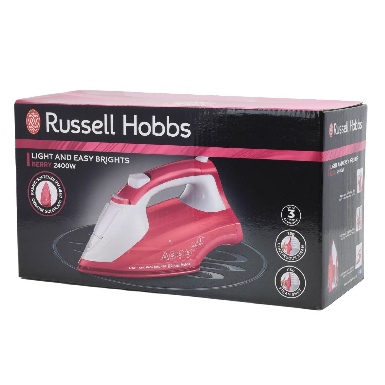 Russell Hobbs Ceramic Soleplate 2400W 240ml Water Tank Steam Iron